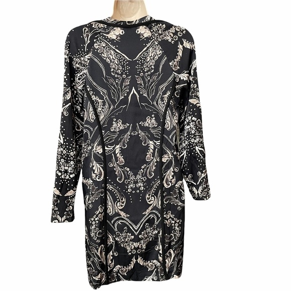 3.1 Phillip Lim Black Printed Silk Shift Dress Size 2 - Picture 5 of 12